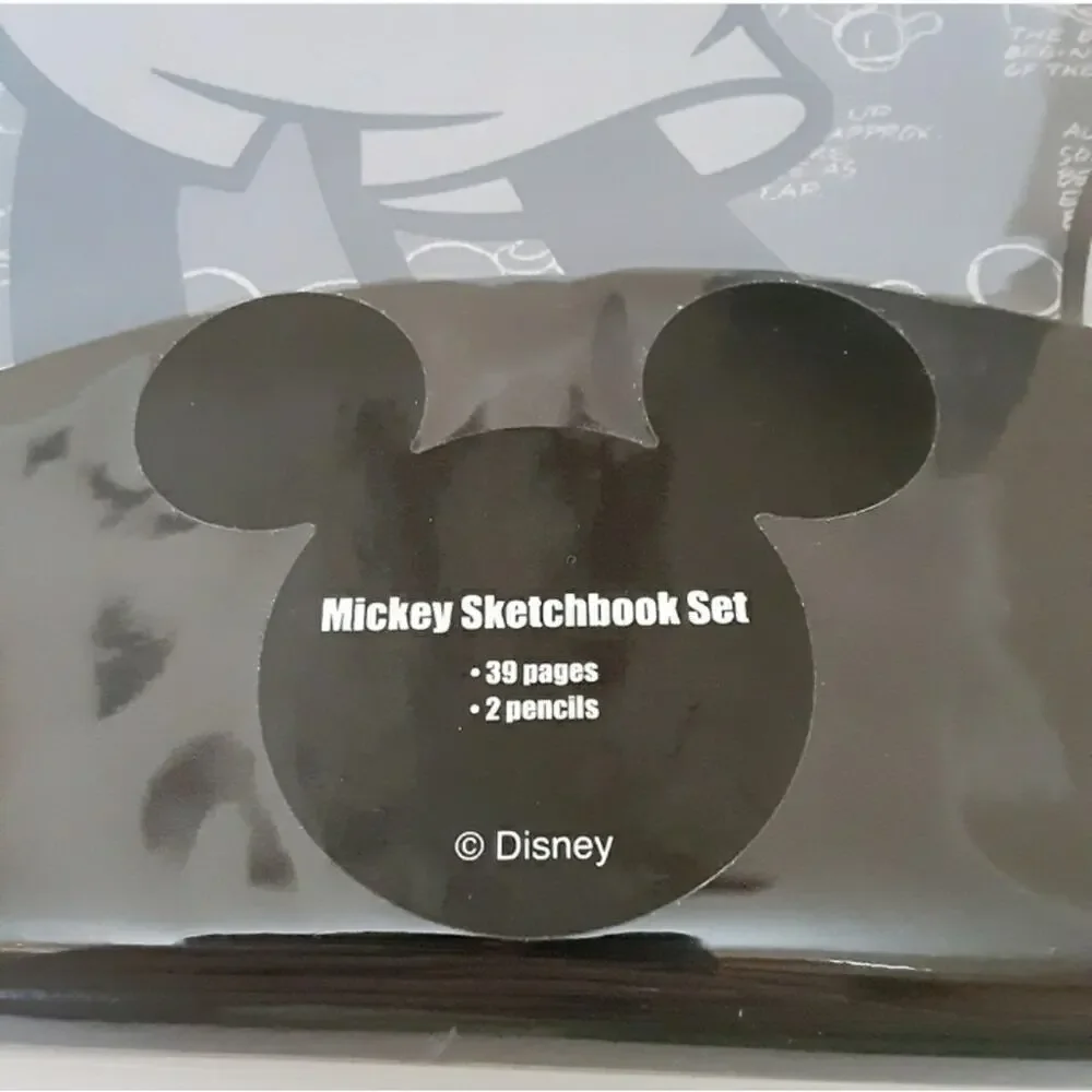 Disney Parks Mickey Mouse Notebook Spiral Bound Sketchbook Set with Pencils NWT